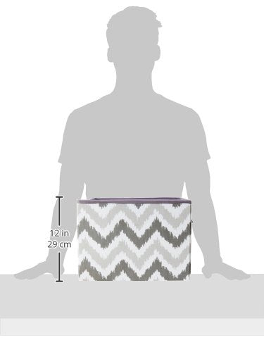 Bacati - Large Storage Tote Mix N Match Ikat Chevron/Dots Grey 14 x 14 x 10 inches