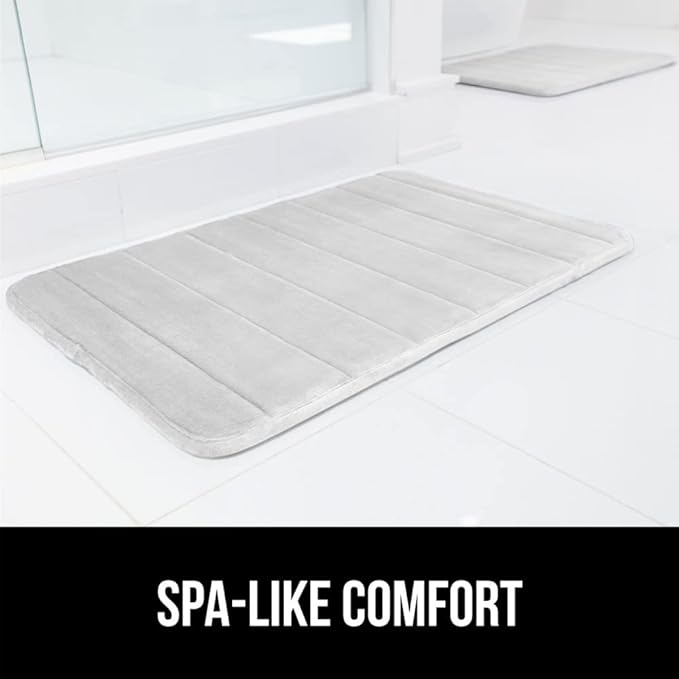 GORILLA GRIP Memory Foam Bath Mat, Soft Absorbent US Designed Bathroom Rug, Gripping Dots Machine Washable Bathmat, Cushioned Floor Mats, Shower Sink Rugs Room Décor Accessories, 60x24 Light Gray
