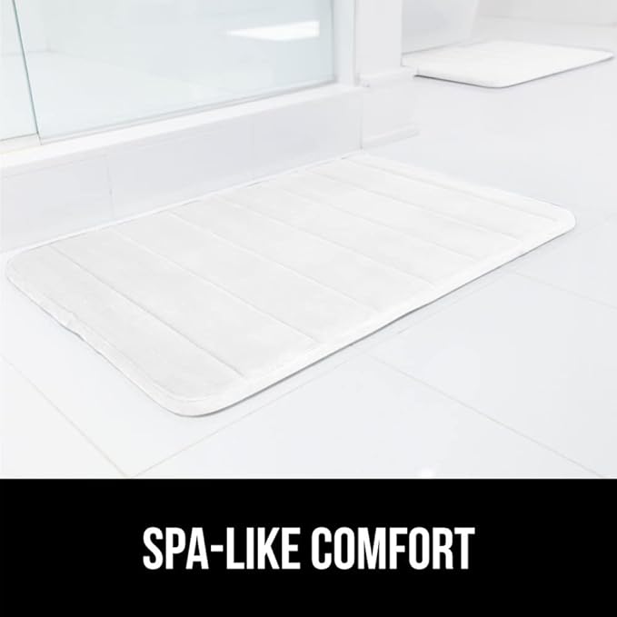 GORILLA GRIP Memory Foam Bath Mat, Soft Absorbent US Designed Bathroom Rug, Gripping Dots Machine Washable Bathmat, Cushioned Floor Mats, Shower Sink Rugs Room Décor Accessories, 36x24 White