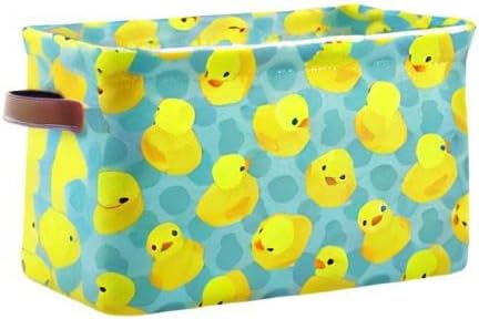 Rectangular Storage Bin Yellow Rubber Duck Basket with Handles - Organizer Bin for Toys, Books, Laundry Basket for Kids/Pets, Playroom