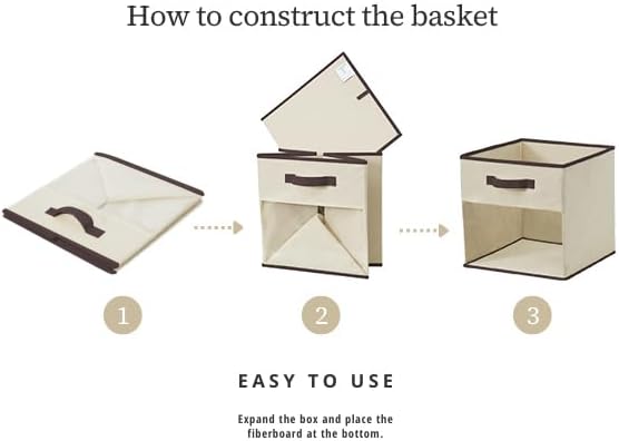 DECOMOMO Kallax Storage Cubes, 13x13x15 Storage Cube Bins with Window, Baskets for Organizing Shelves (Kallax / 4pcs, Beige)