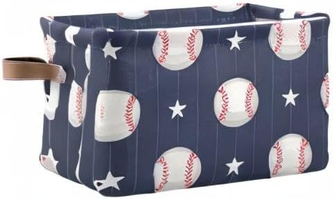 Rectangular Storage Bin Basketball Baseball Sport Basket with Handles - Toy Bins Laundry Storage Basket for Kids Toy Pets Room Closet