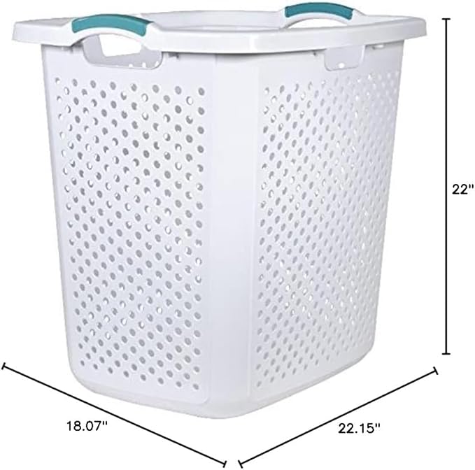 Home Logic XL Lamper Laundry Basket 2.5 Bushel, White