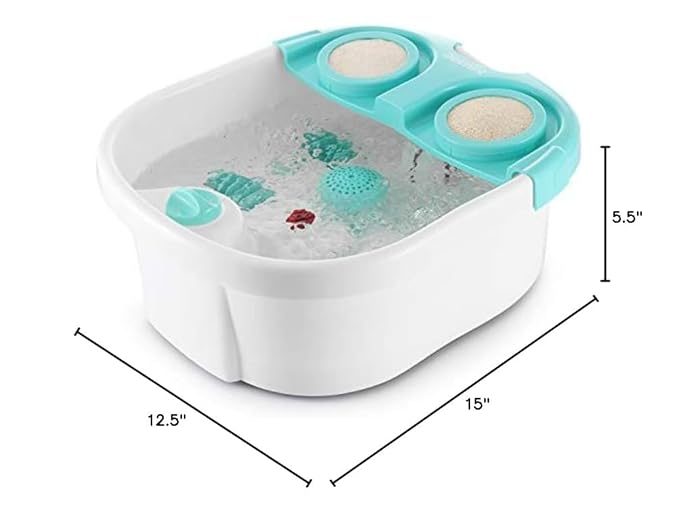 Belmint Home Foot Spa Bath Massager - All in 1, Water Jets, Bubble Massaging with 2X Loofahs for Scrubbing, Bath Salt Holder - Soak Your Feet, Deep Stress Relief Feet Tub