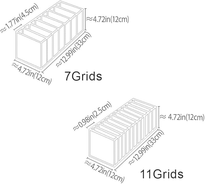 HSLFUAI Pack of 3 Mesh Drawer Organizer Underwear Drawer Organizer Socks Compartment Storage Mesh Clothing Sorting Drawer Divider Organizer(7Grids+7Grids+11Grids Gray)