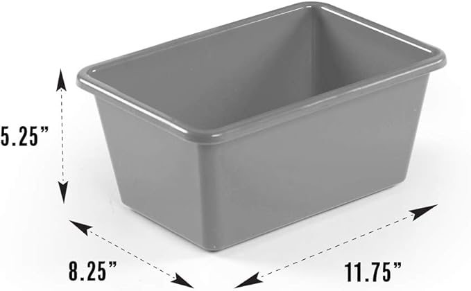 Humble Crew Toy Storage Bins for Kids, Set of 4, Grey, Small - Sturdy, Colorful Plastic Storage Bins for Classroom, Playroom, Nursery, and More - Premium Toddlers Toy Organizer Bins