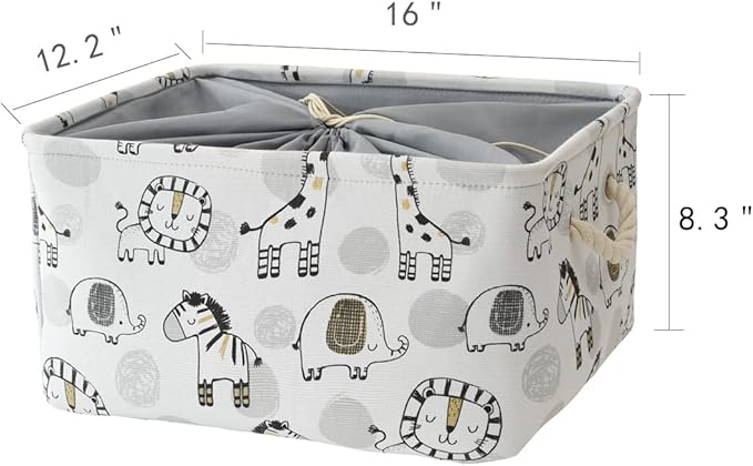 INough Toy Baskets Toys Organizer Kids Storage Basket, Baby Room Decor Giraffe Laundry Baskets with Drawstring Mothers Day Gifts Basket for Kid's Room (Giraffe, Large)