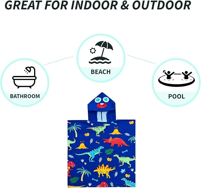 NovForth Kids Beach Towel for Boys Girls, Mermaid Hooded Bath Towel Wrap, Toddler Pool Towel with Hood