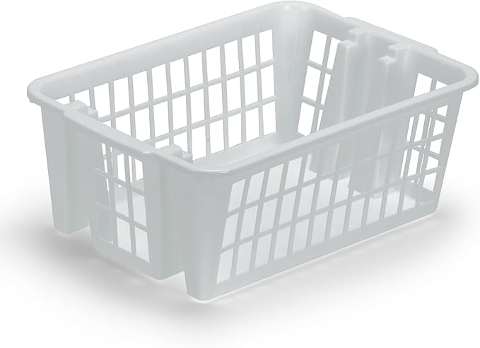 DecorRack Plastic Storage Basket, 6L Bathroom Storage Organizer Bin for Laundry Closet, Pantry or Office with Built In Handles, Gray (2 Pack)