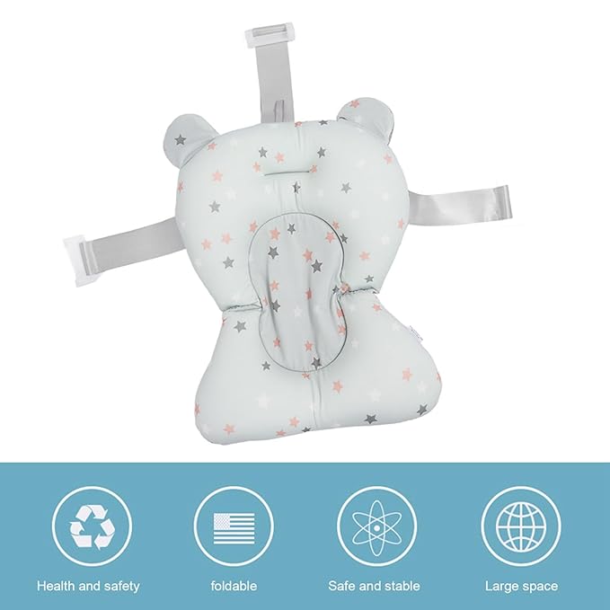 Baby Bath Pad, Breathable Soft Sink Baby Bath with Connectable Bath Mat, Baby Bath Seat, Baby Bathtub Mat, Adjustable Nonslip Newborn Toddler Bath Cushion for 0 to 12 Months