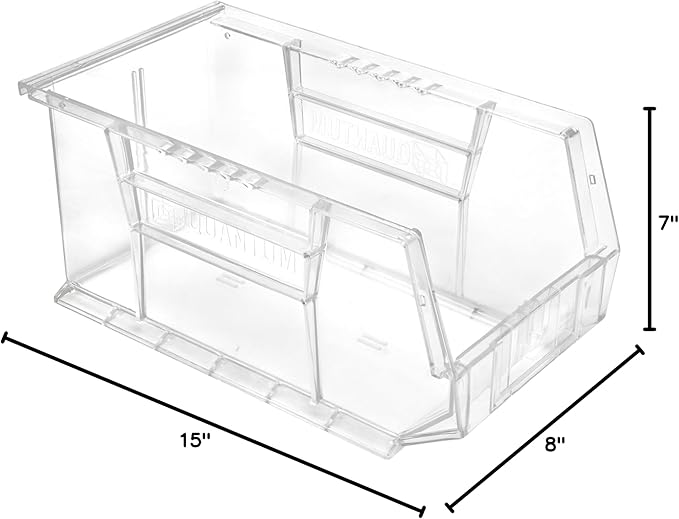 Hudson Exchange 15" x 8" x 7" Plastic Stackable Storage Bin and Hanging Container, Clear