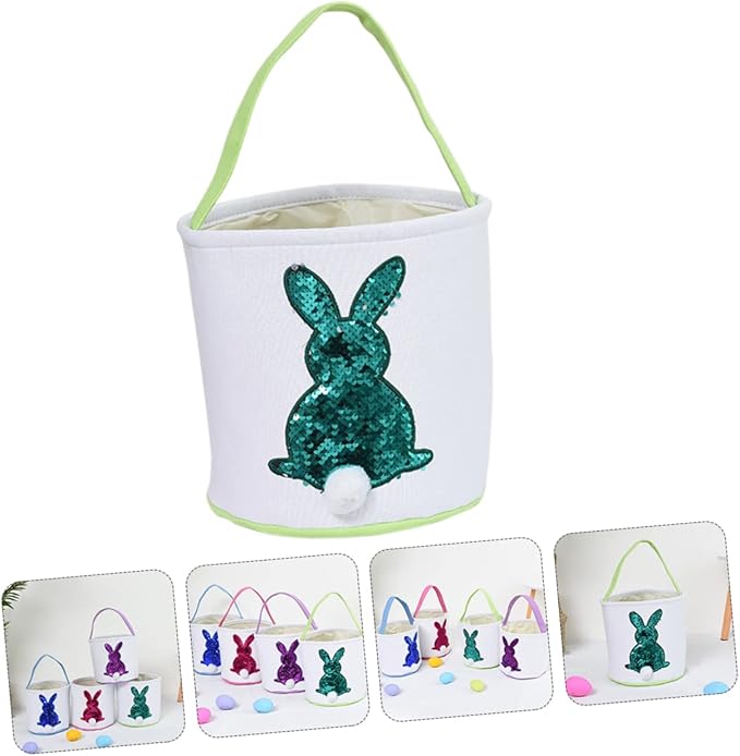 1pc Easter Bunny Basket Cute Canvas Candy Bag for Egg Hunts and Daily Storage Holiday for Fun and Practical Decoration