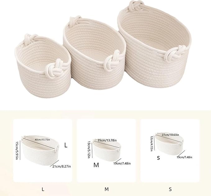 Personalized Baby Shower Basket, Handmade Cotton Rope Baby Gift Basket, Custom Baby Toy BasketS(S-19X12X27CM)