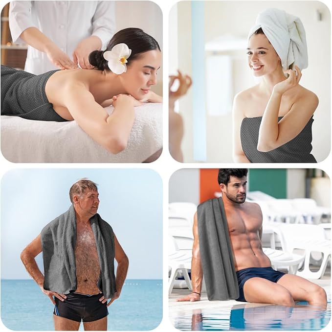 HOMEXCEL Grey Bath Towels 2 Pack, Microfiber Bathroom Towel, Super Soft Highly Absorbent Bath Towel Set, Quick Drying Towels for Sport, Yoga, SPA, Fitness