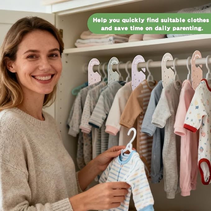 8pcs Baby Closet Divider for Closet Baby Wardrobe Organizer Nursery Hanger Month Dividers for Clothing Organizer Size Separators for Newborn to 2T(Color:Color)