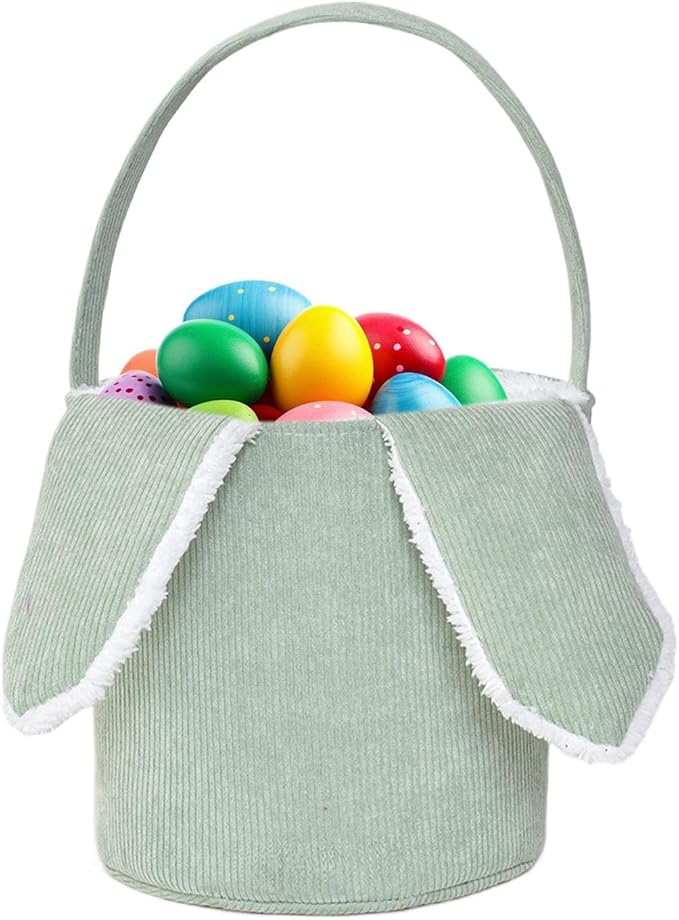 Bunny Egg Hunt Easter Bucket Plush | Easter Bucket Bags With Rabbit Ears,Bunny Ears Baskets For Kids,Easter Bunny Basket,Candy Storage Decorations With Rabbit Ears For Boys Girls