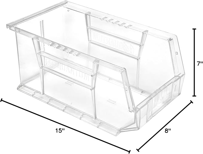 Hudson Exchange 15" x 8" x 7" (6 Pack) Plastic Stackable Storage Bin and Hanging Container, Clear