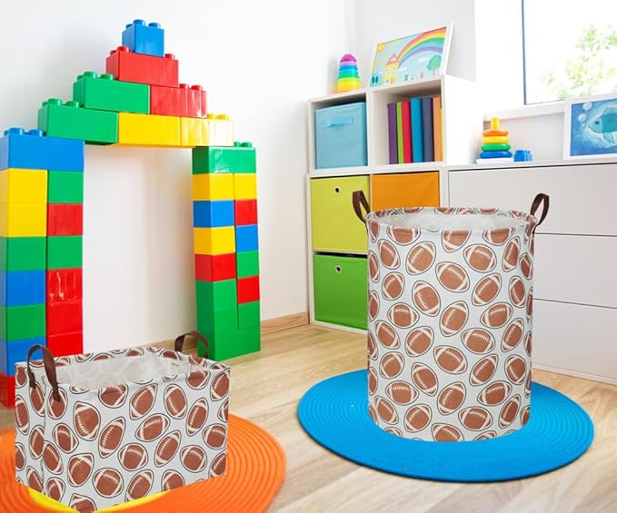ESSME Kids Laundry Basket,Football Laundry Hamper for Boys Room Decor,Boys hamper,Nursery Hamper,Home Organizer.(Footballs)