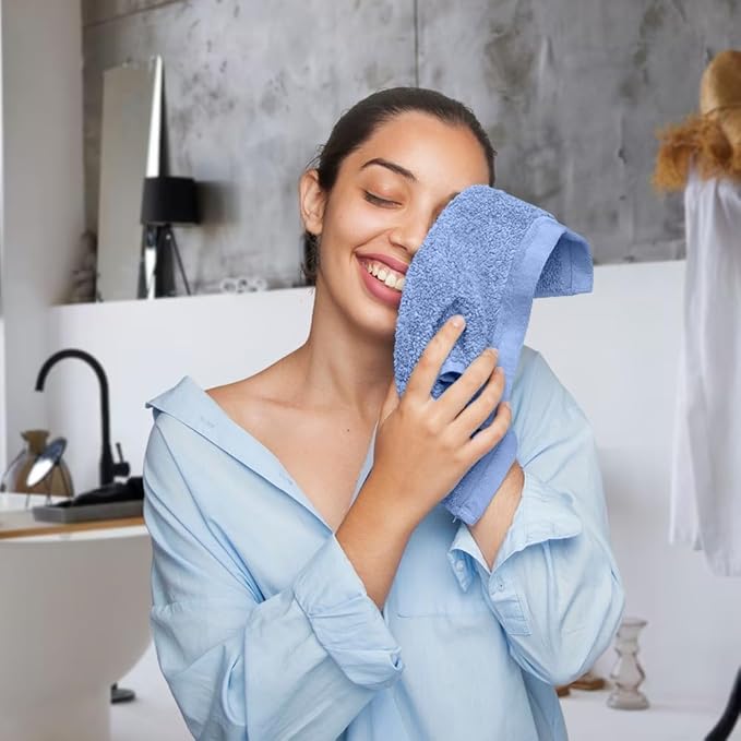 100% Cotton Washcloth Set – Soft, Absorbent Face Towels for Bathroom & Gym Use – Durable & Reusable Wash Cloths - Butterfly (Multi-Color), 12 x 12 Inches, Pack of 24