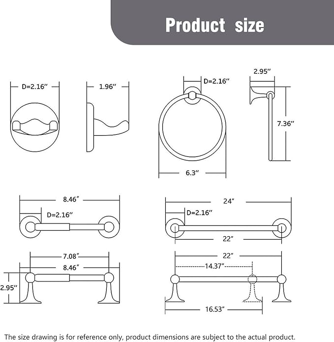 4-Piece Bathroom Hardware Set: Oil-Rubbed Bronze Bathroom Accessory Set, Towel Bars,Towel Ring,Toilet Paper Holder,Robe Hook, Wall Mounted,Optional Install Longer or Shorter Towel bar