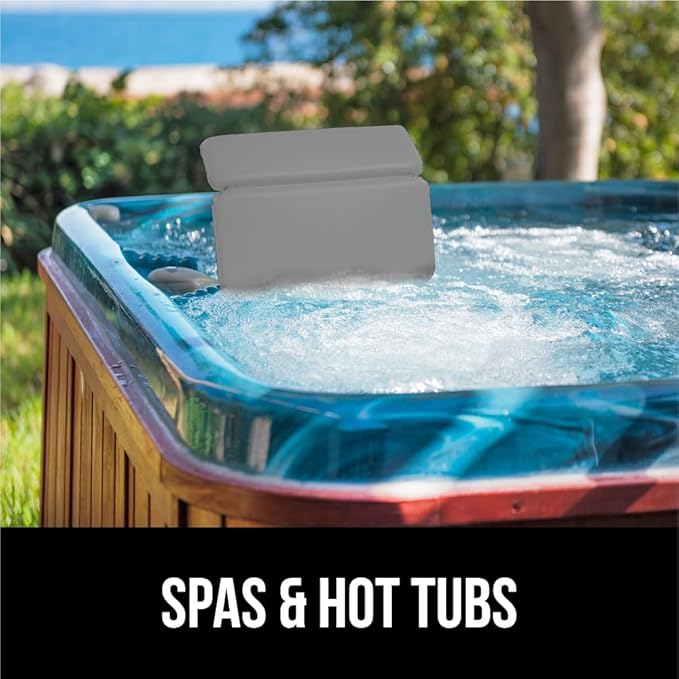 GORILLA GRIP Bath Pillow for Tub, Strong Suction Cups, Luxury Bathtub Pillows, Headrest Neck and Back Support, Relaxing Hot Tub and Home Spa Accessories, Bathroom Essentials, Gifts for Women, Gray