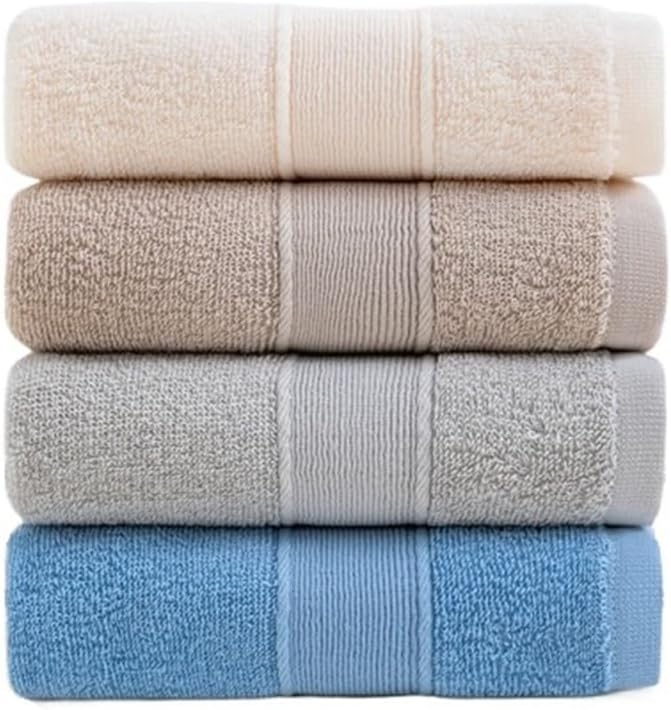 3-Pack Soft Cotton Bath Towels, Absorbent Face Towels and Washcloths(Beige)