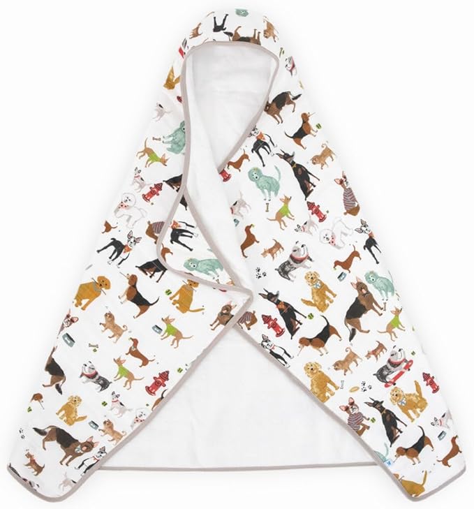Little Unicorn Hooded Bath Towel | Absorbent Cotton & Terry Blend | Larger Size for Baby & Toddlers, 1-6 Years (Woof)