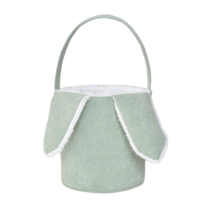 Easter Bunny Basket, Cute Easter Bucket Bags with Rabbit Ears for Easter Eggs Hunting, Plush Easter Bunny Basket, Easter Tote Bags for Candy Storage Decorations (Green)