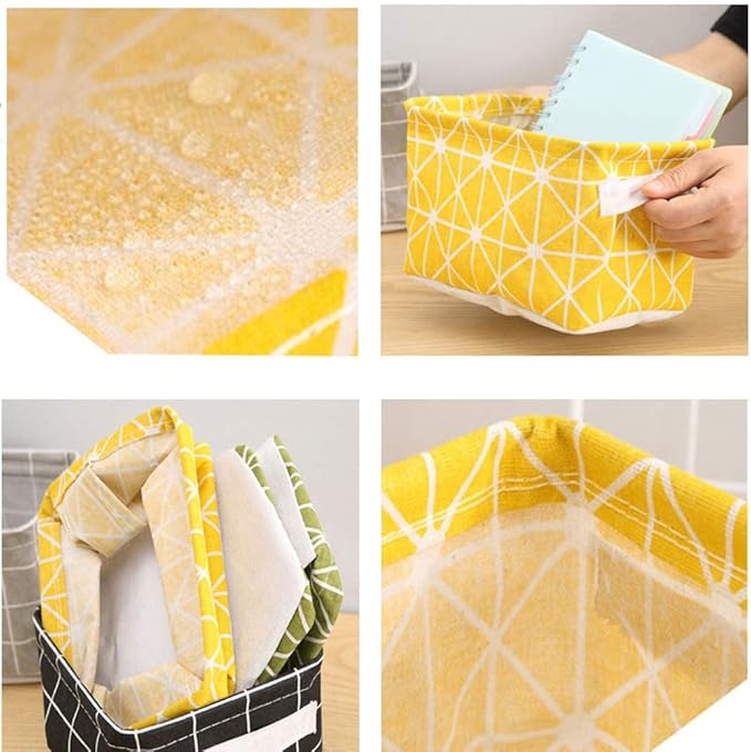Mini Storage Basket(Pack of 5)- Blend Storage Bins for Makeup, Book, Baby Toy,8x6x5.5 inch Home Decor Canvas Organizers Bag 8x6.3x5.1 inch