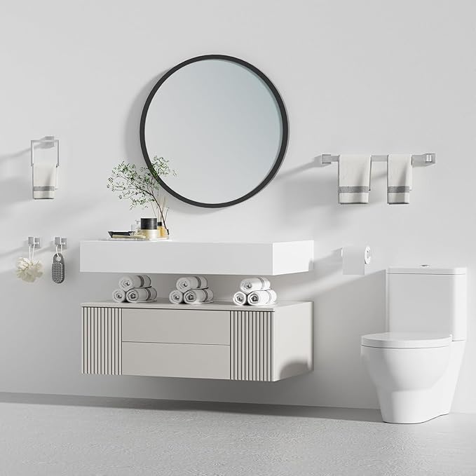 20-Piece Brushed Nickel Bathroom Accessories Set – 23.6" Towel Bar, Towel Ring, Toilet Paper Holder & Hooks, Wall Mounted Bathroom Hardware, Rust & Corrosion-Resistant, Ideal for Modern Bathrooms