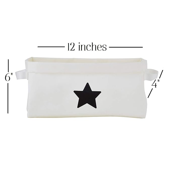 Stephan Baby Washable Paper Organizer Storage Cube, White Star