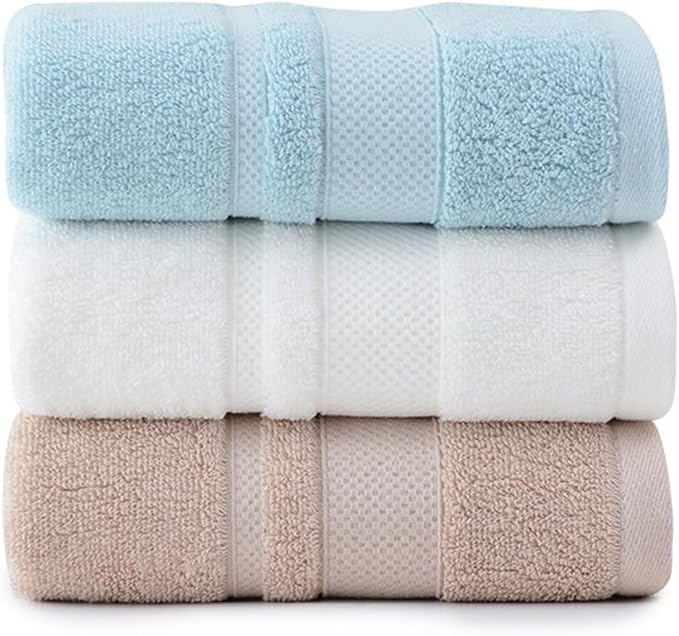 3 Pack Cotton Towels, Thick Soft Bath Face Towels, 72x35cm Solid Color(White)