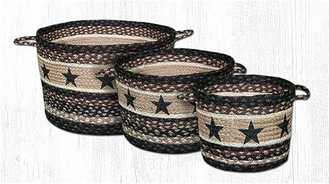 9 x 7 in. Black Stars Printed Braided Utility Basket