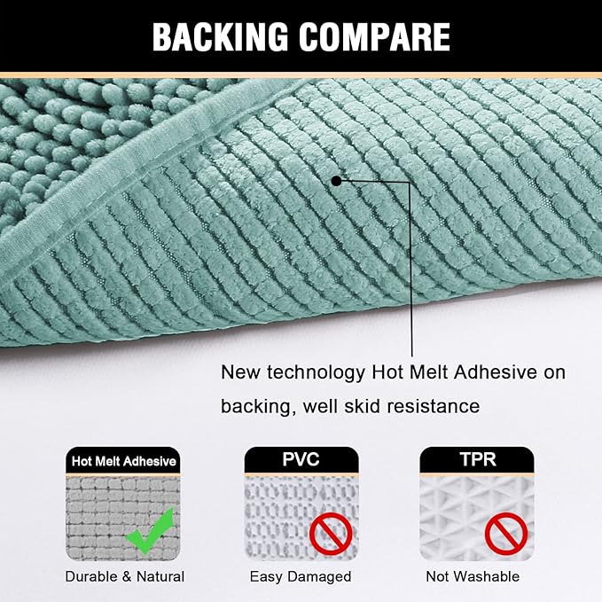 H.VERSAILTEX Microfiber Bath Rugs Chenille Floor Mat Ultra Soft Washable Bathroom Dry Fast Water Absorbent Bedroom Area Rugs, 24 x 42 - Inch, Eggshell Blue