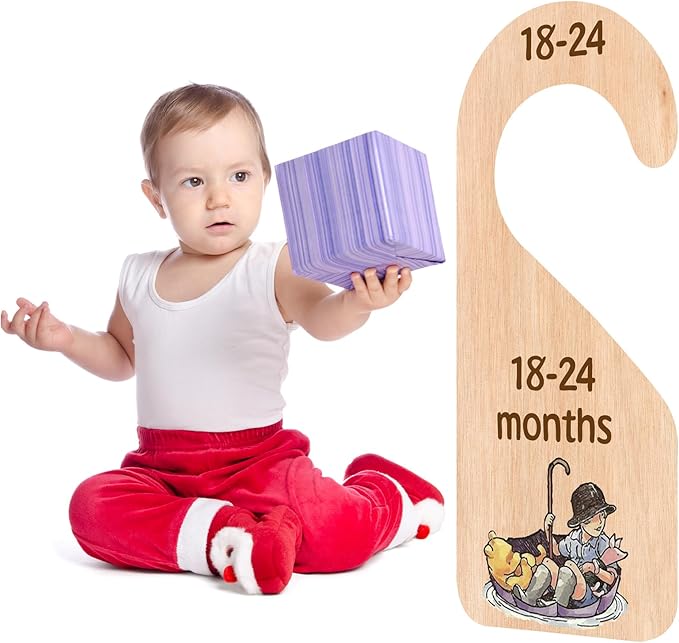 PAMBO The Winnie Bear Baby Closet Dividers, Clothes Organizer for Baby Nursery Decor Wooden Hanger for Newborn Baby Stuff From 0-24+ Months