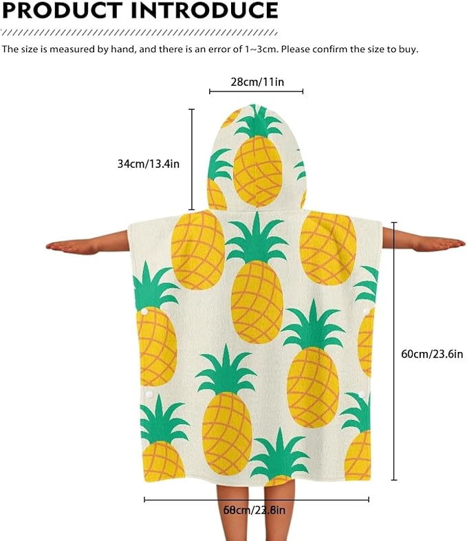 Hooded Bath Towel Poncho for Babies Toddler Infant Ultra Absorbent Pineapple Kids Hooded Beach Bath Towel Bathroom Beach Swim Supplies