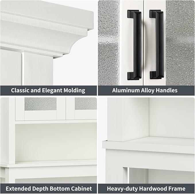 Over The Toilet Storage Cabinet, Over Toilet Bathroom Organizer with Doors and Adjustable Shelf, Thicken Frame Above Toilet Storage Cabinet Behind Toilet Bathroom Organizer, Cream White