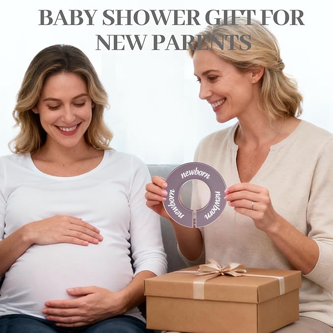 8 Pcs Baby Closet Dividers, Neutral Baby Clothes Organizer for Newborn to 24 Months, Baby Nursery Decor Clothes Hanger Dividers, Clear Labels for Easy Sorting, Fits Most Rods