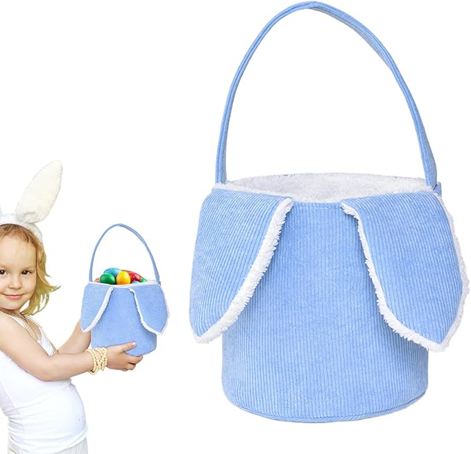 Bunny Egg Hunt Easter Bucket Plush | Easter Bucket Bags With Rabbit Ears,Bunny Ears Baskets For Kids,Easter Bunny Basket,Candy Storage Decorations With Rabbit Ears For Boys Girls