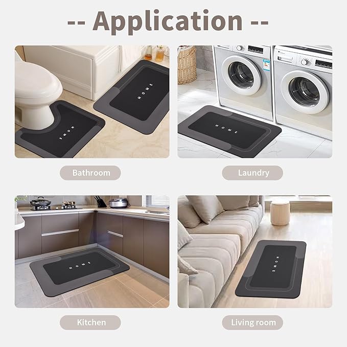 3PCS Absorbent Bath Mat Magic Rug Sets, Quick Drying Bath Mat Non-Slip Floor Rug Rubber Backed for Bathroom Kitchen Shower Sink (16.9''x23.6''+19.7''x23.6''+19.7''x31.9'', Black)