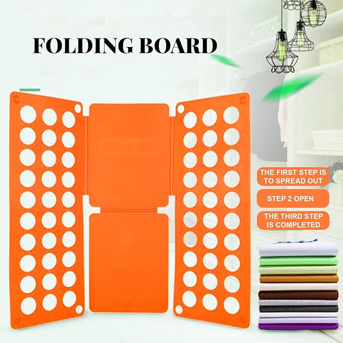 Folding Boards Quality Kids Magic Clothes Folder T Shirts Jumpers Organizer Fold Save Time Quick Clothes Folding Board Holder (Orange)