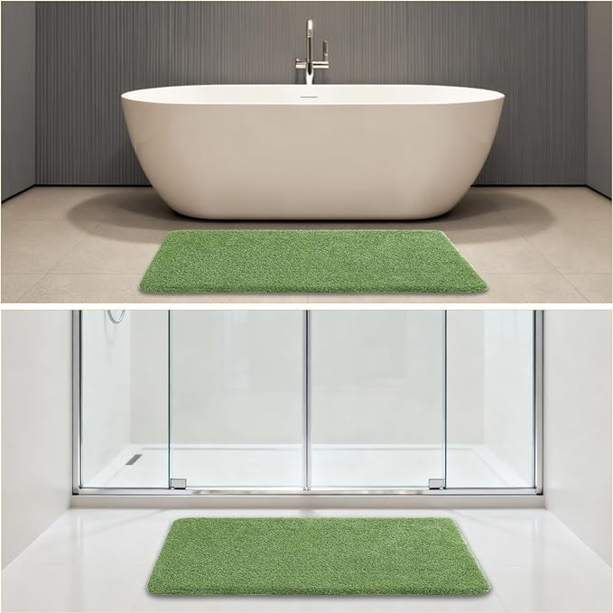 Hunter Green Bathroom Rugs 24"x48" – Long Plush Non-Slip Bath Mat, Absorbent & Washable Microfiber Runner Rug – Perfect for Tub, Sink, or Washroom