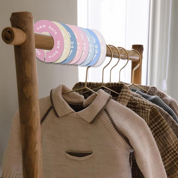 8 Pcs Baby Closet Dividers for Clothes – Round Baby Size Clothes Dividers for Closet Rod, Nursery Closet Organizer & Decor