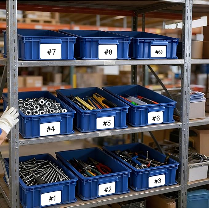 Heavy Duty Plastic Storage Bin, Stackable Organizer for Tools, Parts, and Hardware, Durable Storage Box for Factory, Workshop, And Garage, Blue, 3-Pack