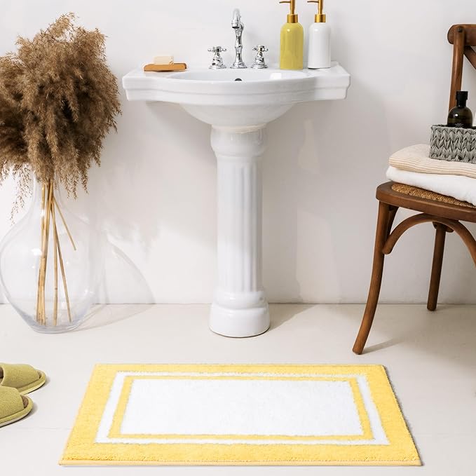 GRANNY SAYS Microfiber Bathroom Rugs Non Slip Washable, Water Absorbent Bathroom Mats for Tub, Soft Bath Mats for Bath Floor & Shower, Bath Rug, 20" x 32", Yellow