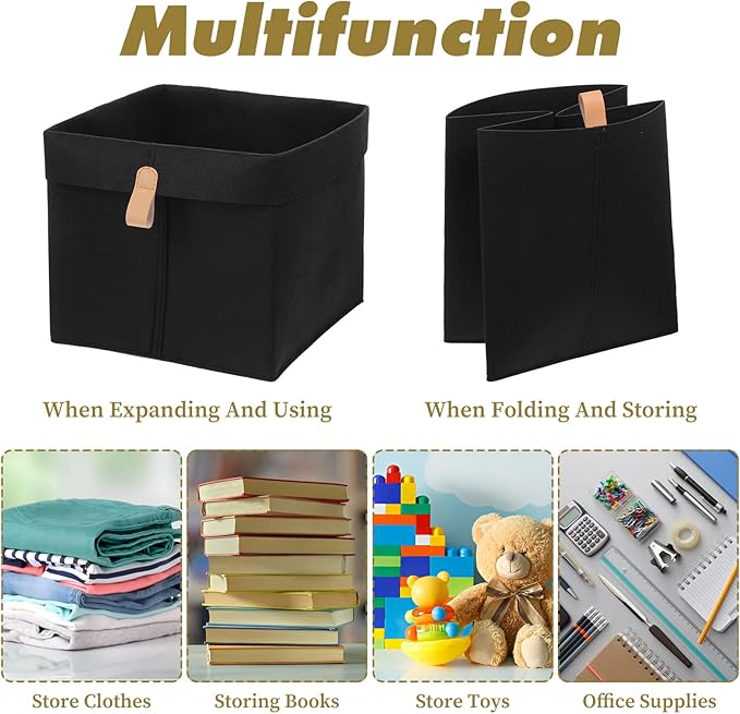MAQUITA 6 Pcs Storage Cubes Fabric Cube Storage Bin, 9 x 9 x 10 inch Cloth Cube Storages Bins, 12 L Foldable Fabric Storages Baskets Cubby Organizer for Organizing Clothes