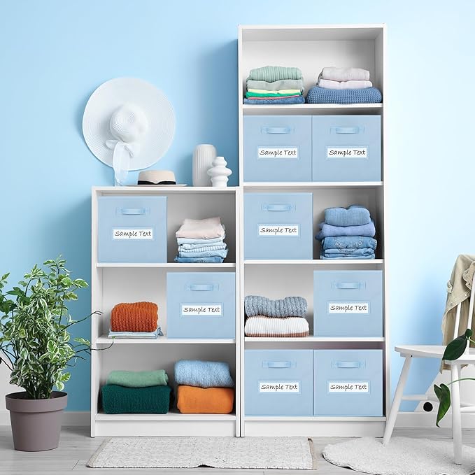 artsdi Fabric storage cubes (8 Pack) 13 Inch Cube Storage Bin, cube organizer bins with 8 Labels Window Cards & a Pen,Foldable cube organizer bins and Storage Box,Pastel Blue