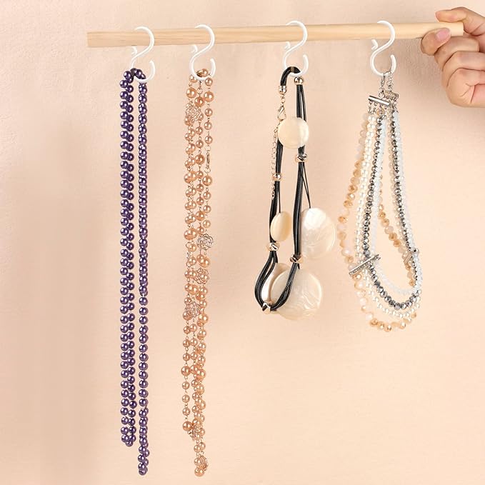 POVETIRE 30 Pack 2.5 Inch Rubber White S Hook for Hanging Baby Headband Hair Accessories Baby Bib NecklaceJewelry Hat Holder