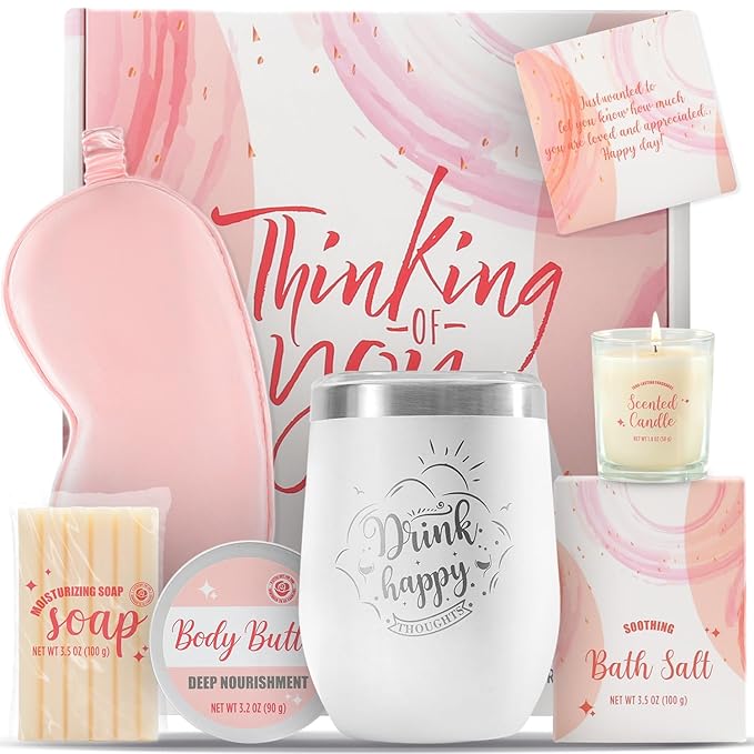 Gifts for Women Bath & Body Rose Spa Gift Sets for Birthday, 8 Pcs Gift for Women, Self Care Kit for Tumbler, Eye Mask, Christmas Gifts