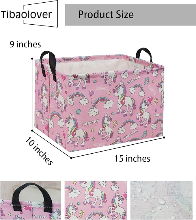 Rectangular Unicorn Basket Kids Basket Pink Baby Storage Basket Cute Kids Toy Storage Bin Organizer Shelf Book Basket Unicorn Room Decor(Pink Unicorn)